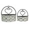 Large & Small Galvanized Metal Rustic White Wall Pocket Planters Heart Hanging Decor Set of 2